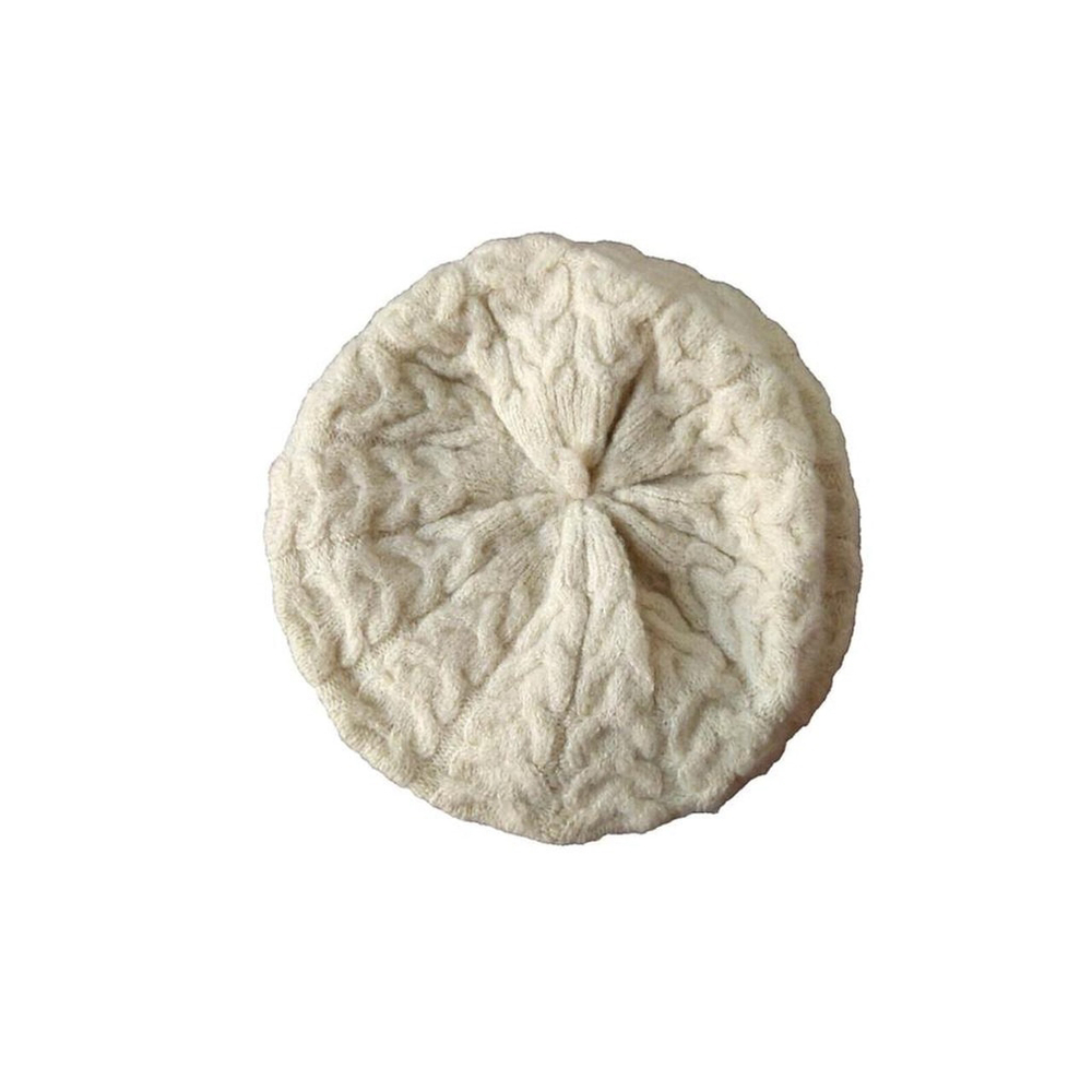 Lauren Ralph Lauren Ivory Cream Cable Knit Beret Hat